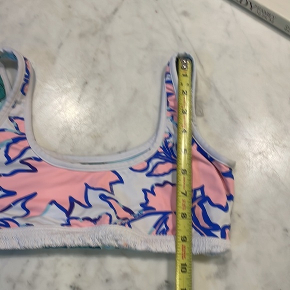 Maaji Ciel Branco White Floral/Stripe Swim Top Reversible - Picture 6 of 8